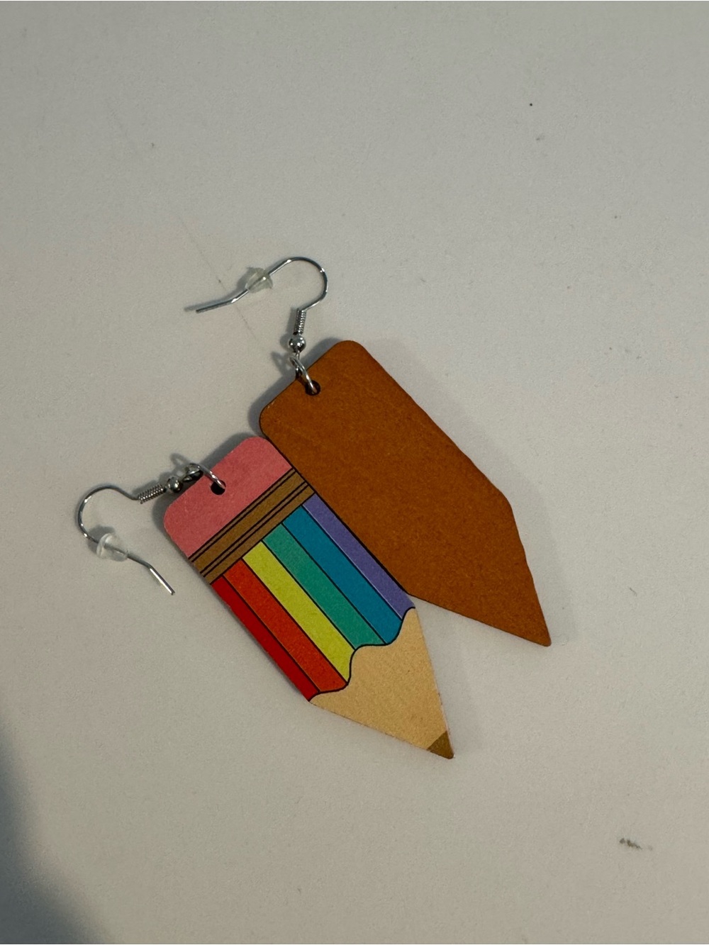 Colorful Teacher-Earrings Set - Rainbow, Apple & Pencil Designs - Picture 7 of 8